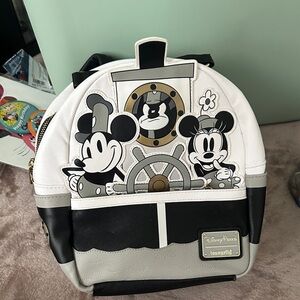 Loungefly Disney Parks Steamboat Willie Backpack - Black, White, Gray
